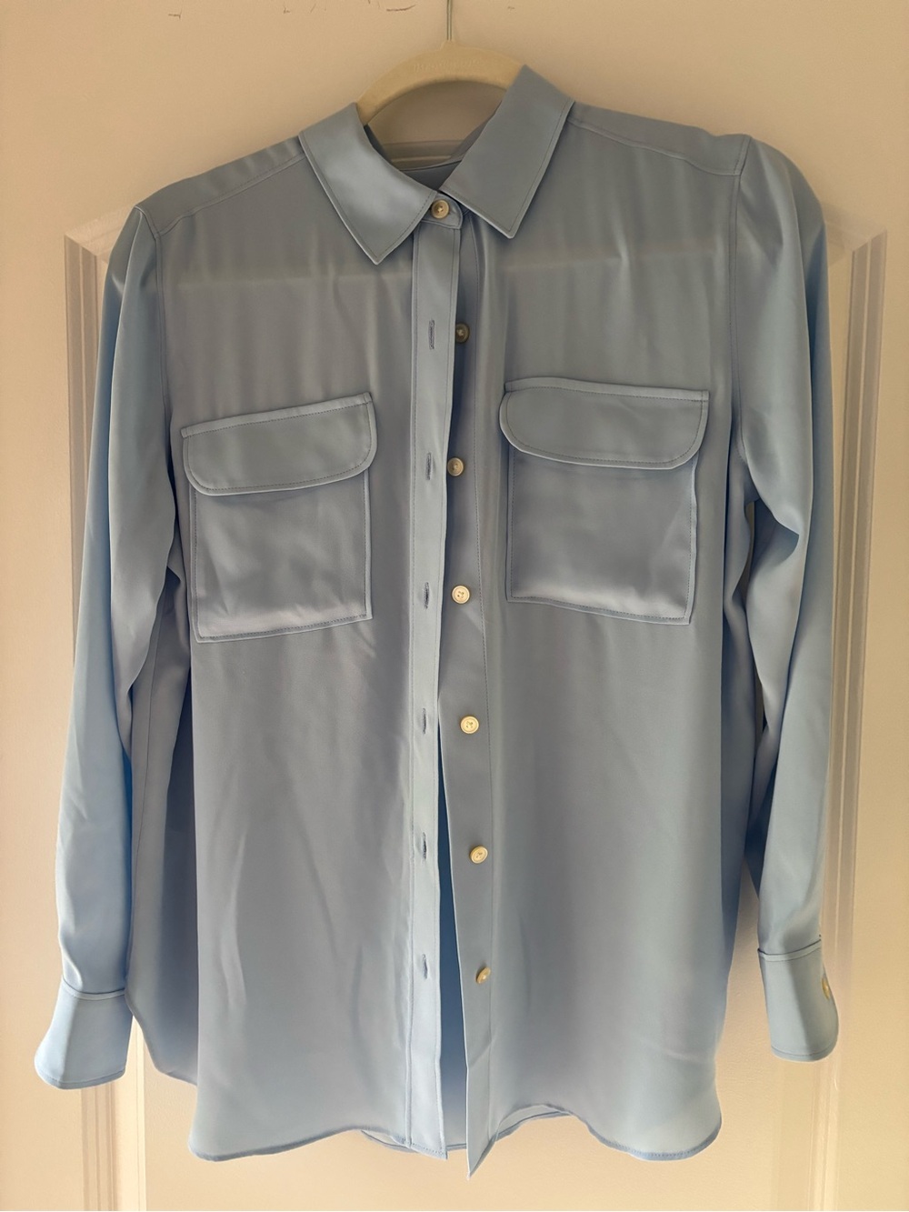 LOFT Light Blue Men's Button-Down Shirt with Flap Pockets